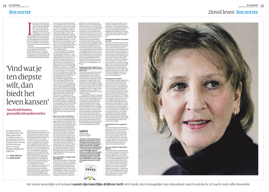 Persoonlijk interview met Machteld Huber in Volkskrant