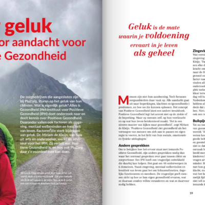 Miriam de Kleijn over meer geluk door Positieve Gezondheid in Pluzorg magazine